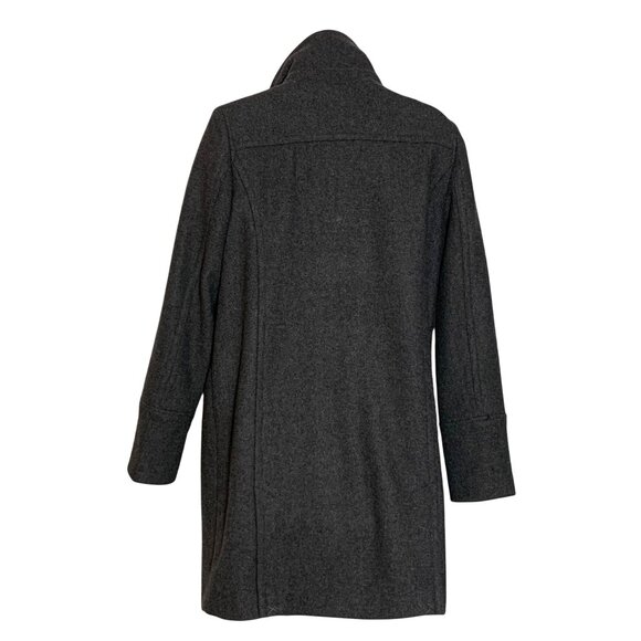 Worthington Womens SZ M Lined Gray Wool Asymmetrical Zip Collared Pea Coat - Picture 3 of 9